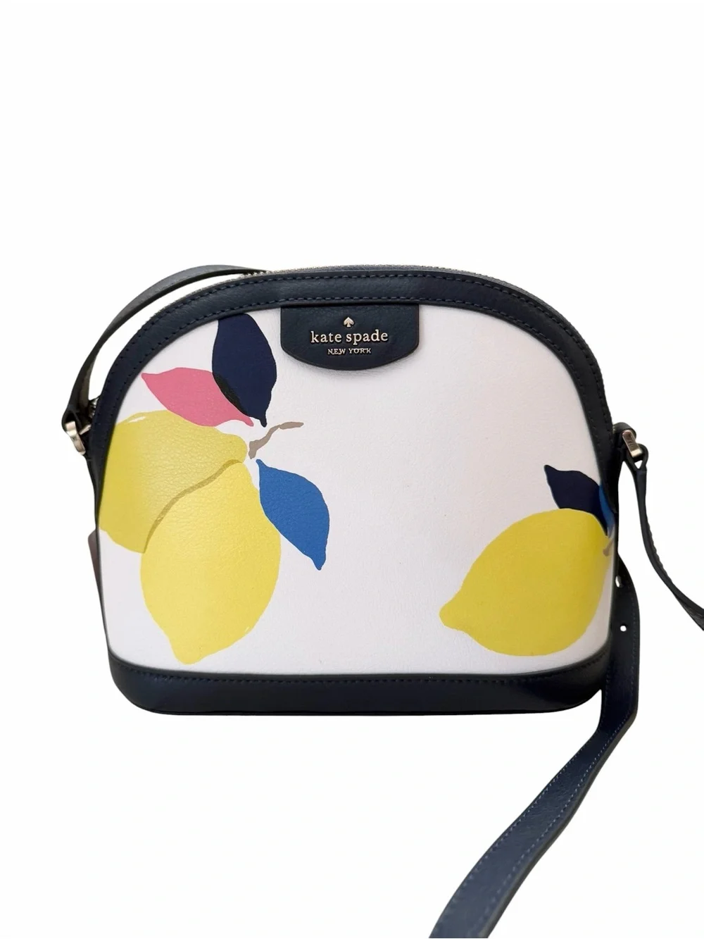 🍋 Kate Spade Sylvia Lemon Zest Dome Crossbody NWT 🍋 Navy - Picture 1 of 5
